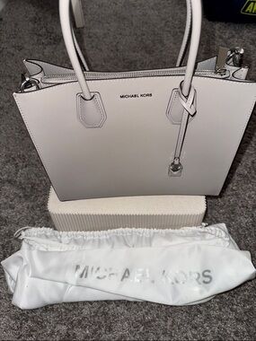 Michael Kors gray Saffiano Satchel with Top Handles